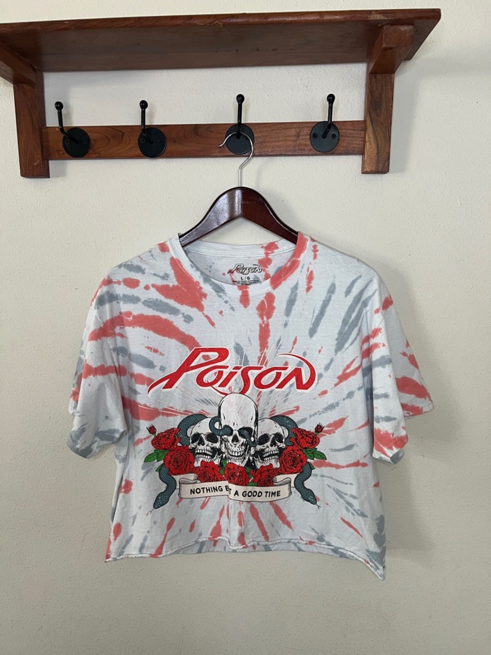 Poison Tie-Dye Crop Top Size Large Rock Music Band